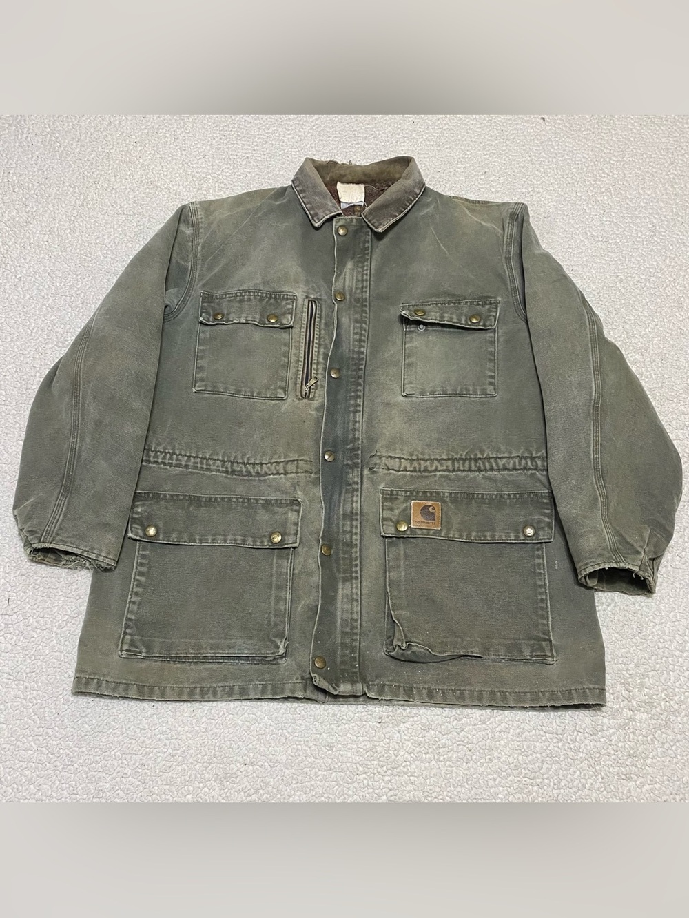 Vintage Carhartt PB1366 Duck Blanket Lined Field Jacket USA Union Made Green L